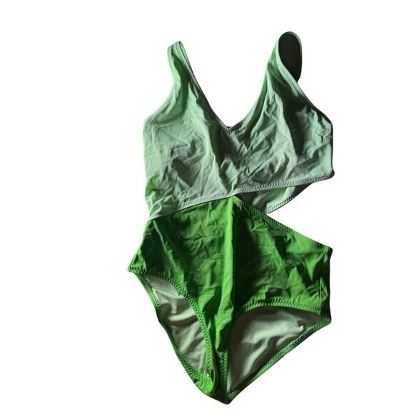 Fabletics Asymmetrical Cutout Shaping One-Piece Swimsuit Green 2X Peek A Boo - Picture 6 of 13